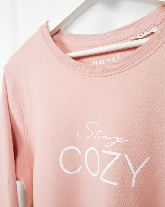 Stay Cozy Crewneck Sweatshirt | Cute Sweatshirt | Organic Cotton | Baby Pink